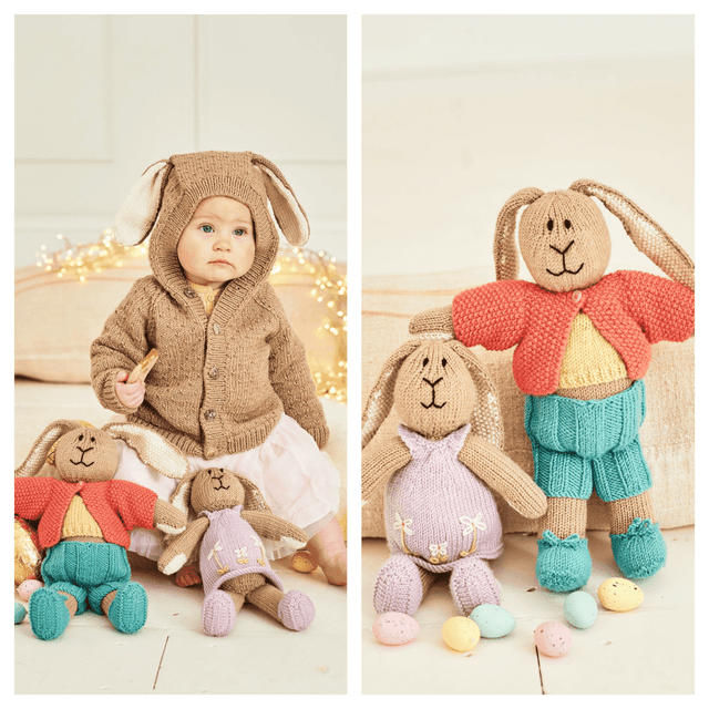 Stylecraft Bellissima DK Bertie & Bettie Bunny Toys & Jacket Pattern 9855 - PDF Download