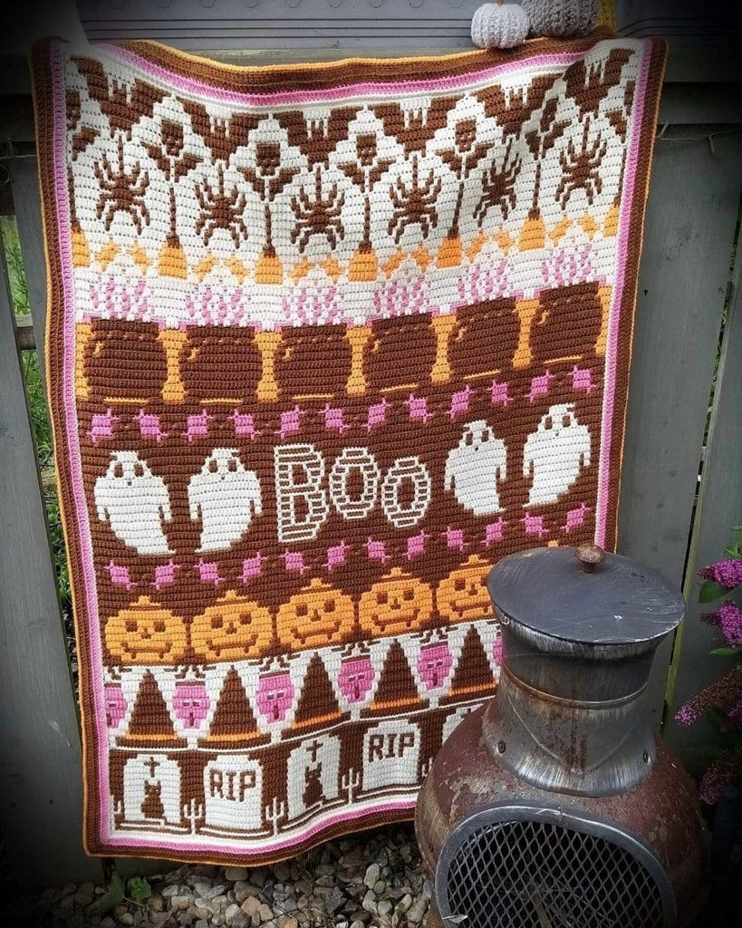 Stylecraft Boo! Halloween Blanket Crochet Along by Rosina Plane - Candy (CAL)