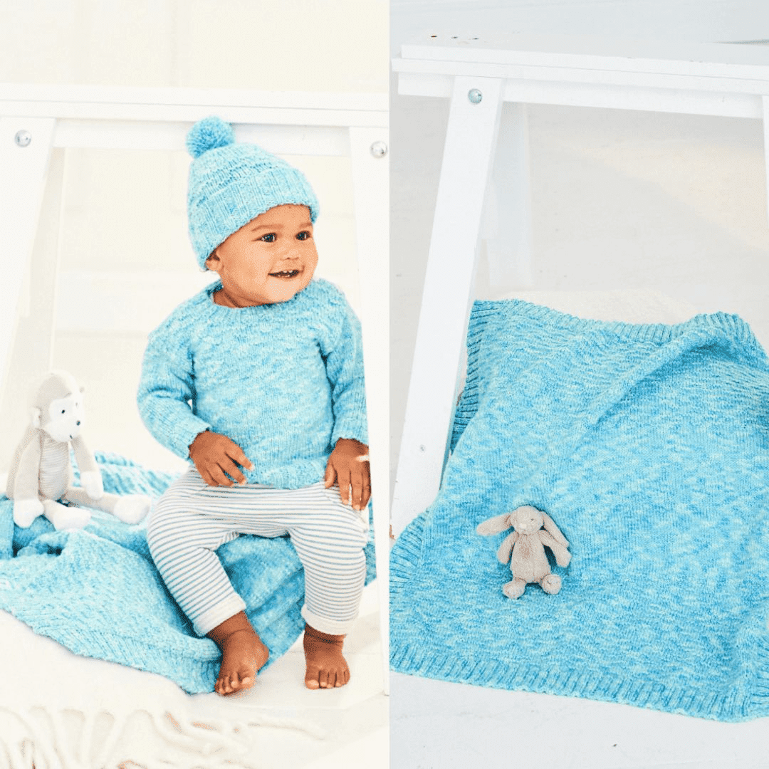 Stylecraft Sweet Dreams DK Sweater, Hat & Blanket Pattern 9898 - PDF Download