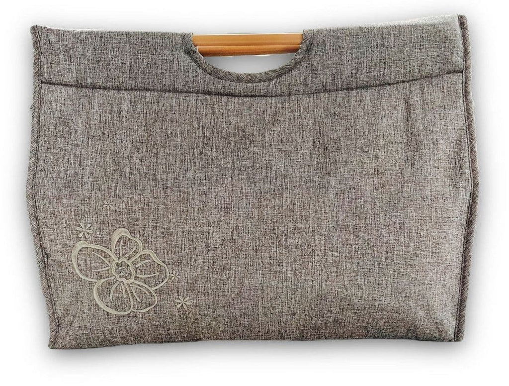 Woolcraft Plastic Handle Charcoal Flower Craft Bag