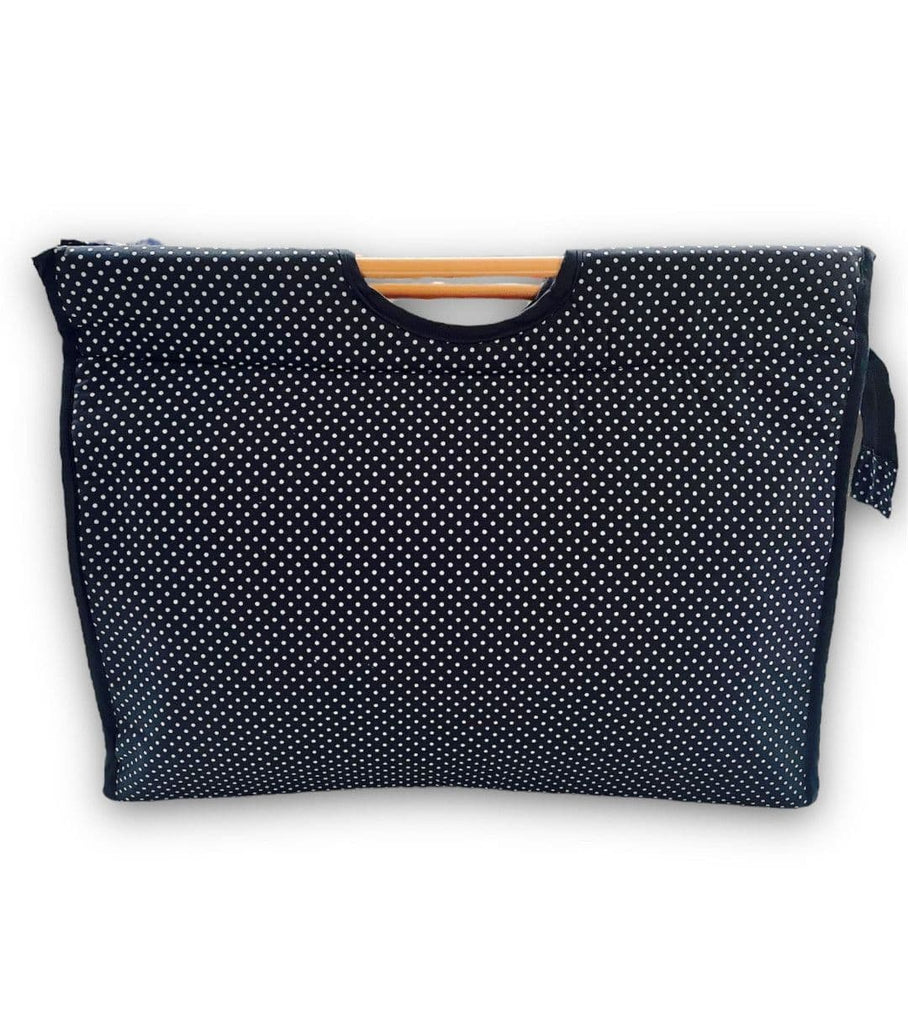 Woolcraft Plastic Handle Navy Polka Dot Craft Bag